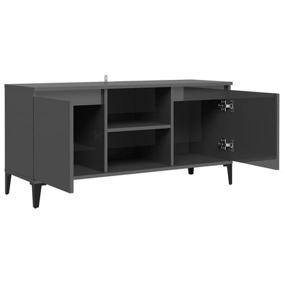 Meuble TV vidaXL avec pieds en métal gris brillant 103,5x35x50 cm