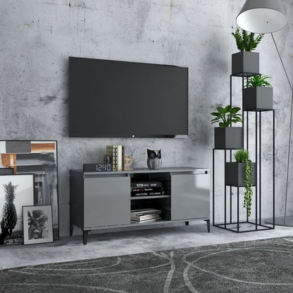 Meuble TV vidaXL avec pieds en métal gris brillant 103,5x35x50 cm