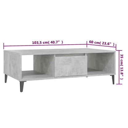 vidaXL Couchtisch Betongrau 103,5x60x35 cm Holzwerkstoff