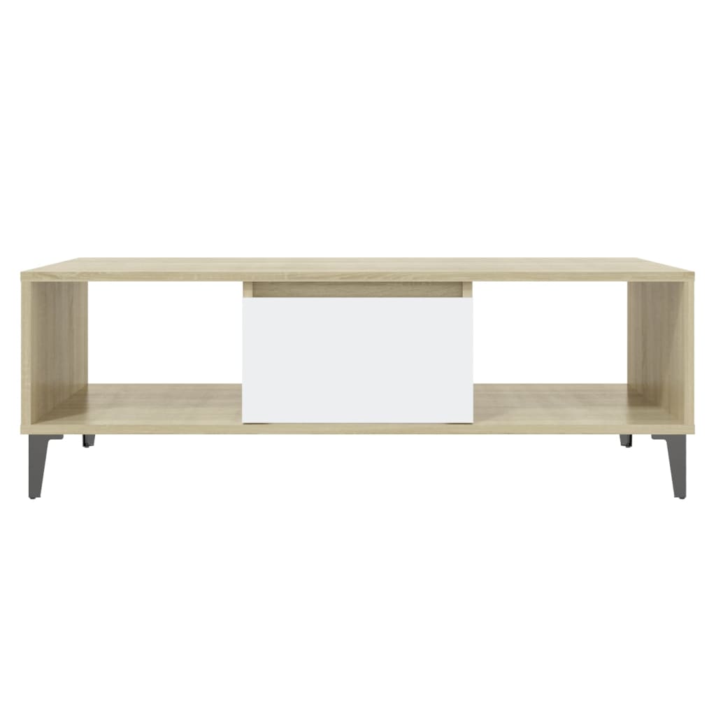 vidaXL Couchtisch Weiß und Sonoma-Eiche 103,5x60x35 cm Holzwerkstoff