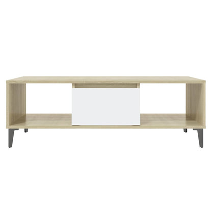vidaXL Couchtisch Weiß und Sonoma-Eiche 103,5x60x35 cm Holzwerkstoff