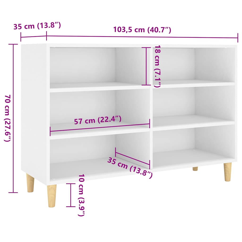 vidaXL Sideboard Weiß 103,5x35x70 cm Holzwerkstoff