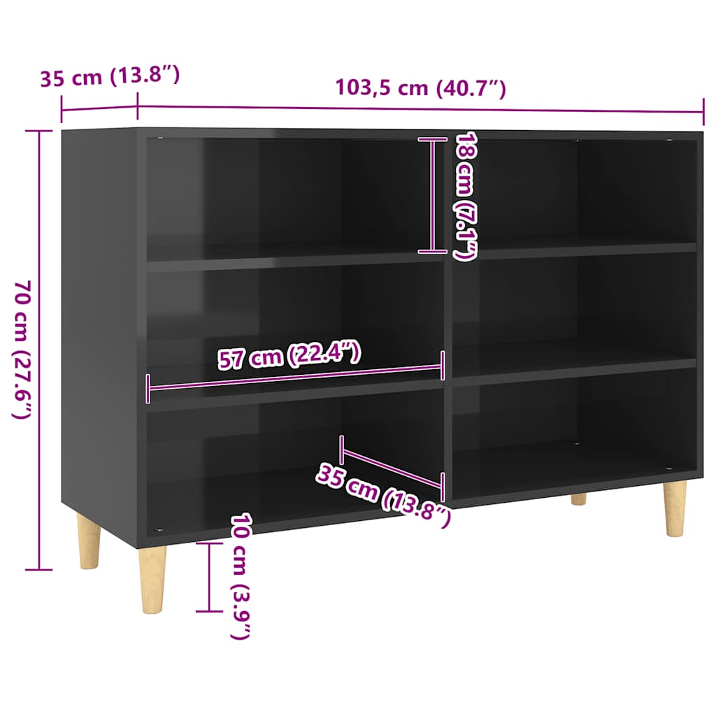 vidaXL Sideboard Hochglanz-Schwarz 103,5x35x70 cm Holzwerkstoff