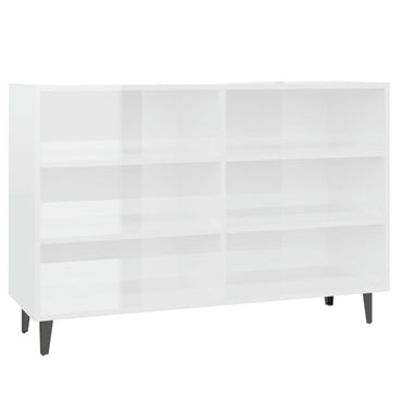 vidaXL Bahut blanc brillant 103,5x35x70 cm bois d'ingénierie