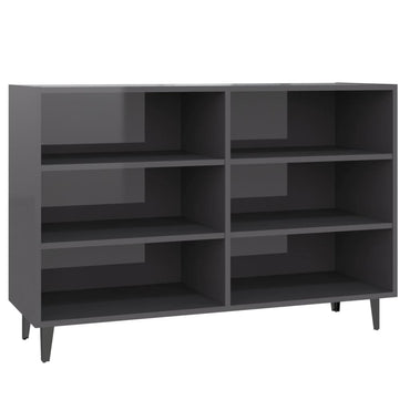 vidaXL Buffet gris brillant 103,5x35x70 cm aggloméré