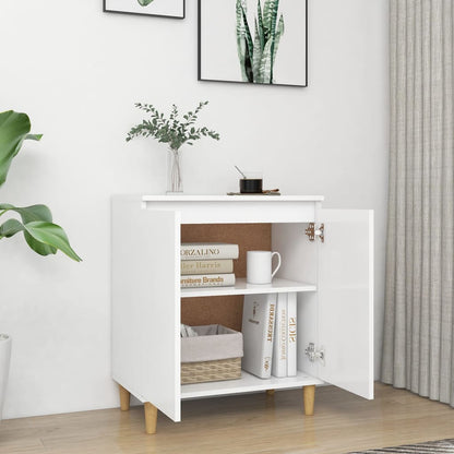 vidaXL Buffet avec pieds en bois massif Blanc 60x35x70 cm Bois d'ingénierie