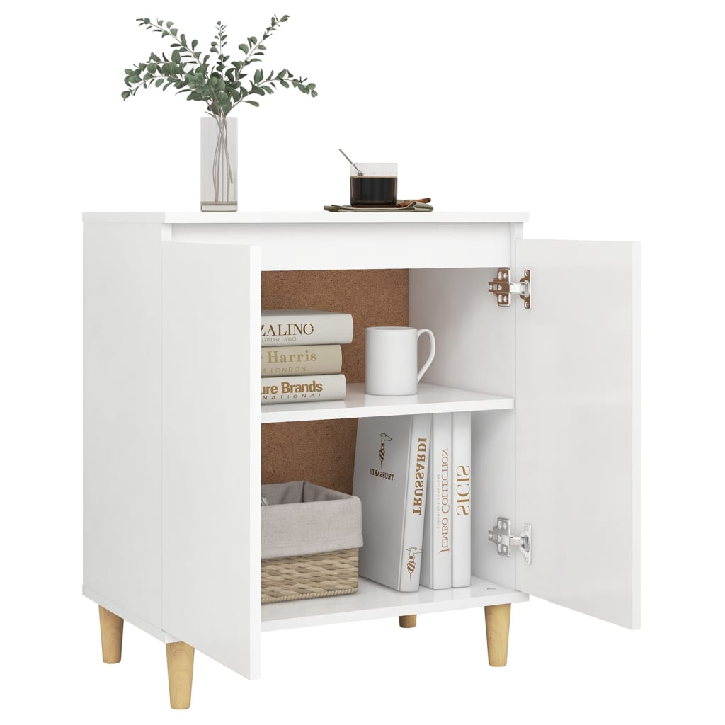 vidaXL Buffet avec pieds en bois massif Blanc 60x35x70 cm Bois d'ingénierie
