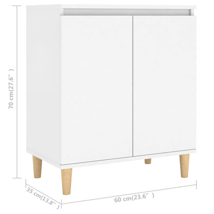 vidaXL Buffet avec pieds en bois massif Blanc 60x35x70 cm Bois d'ingénierie
