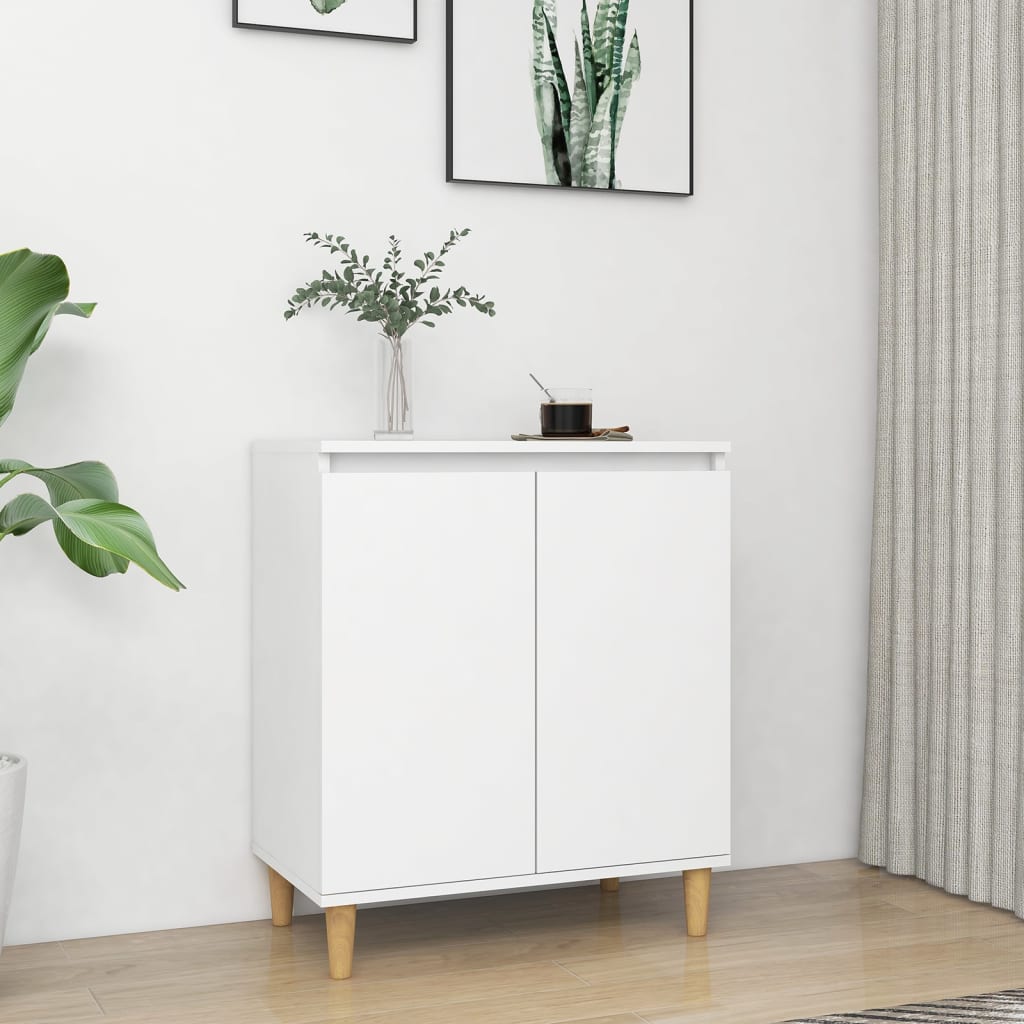 vidaXL Buffet avec pieds en bois massif Blanc 60x35x70 cm Bois d'ingénierie