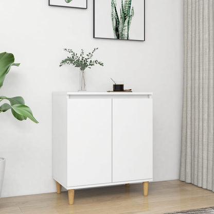 vidaXL Buffet avec pieds en bois massif Blanc 60x35x70 cm Bois d'ingénierie