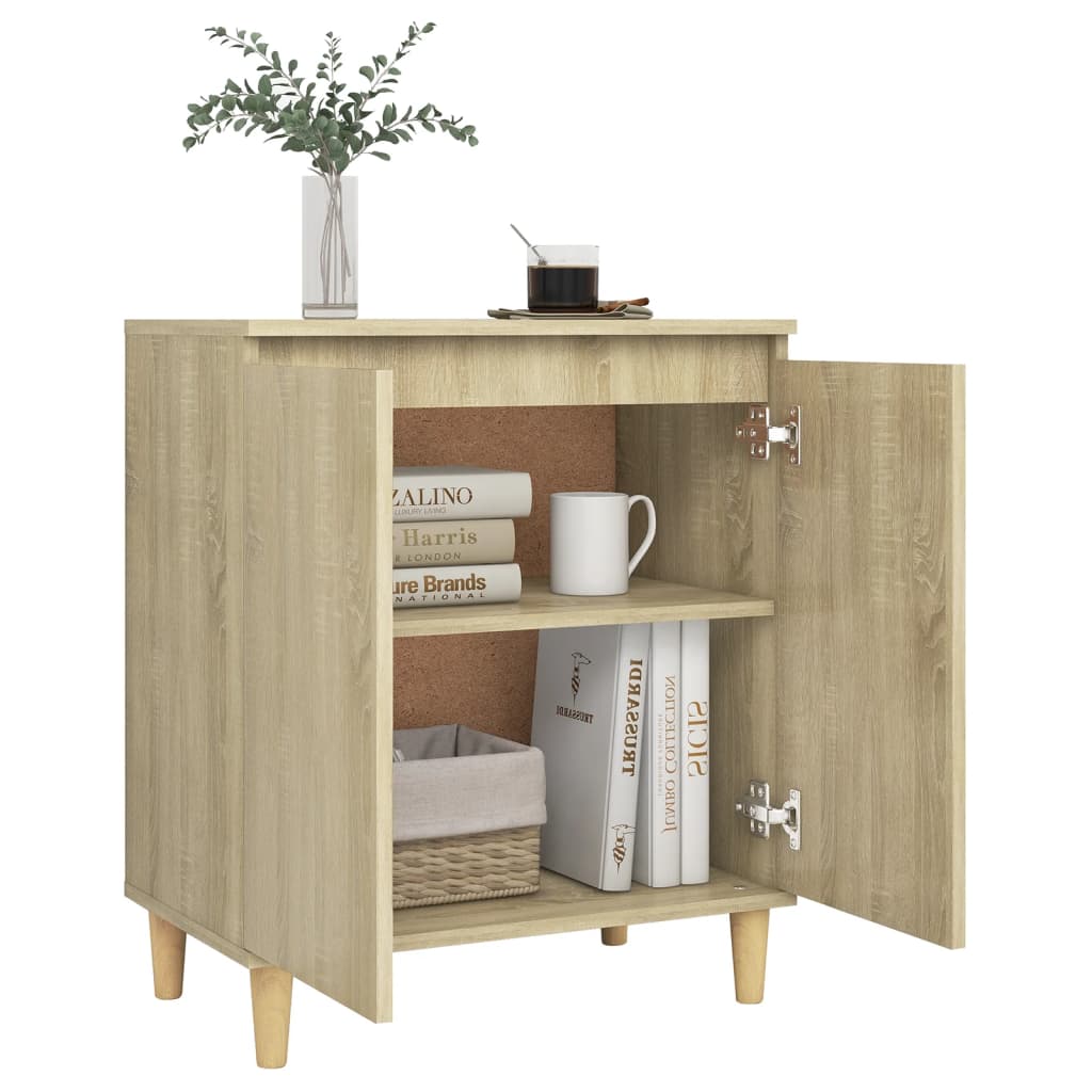 vidaXL Sideboard mit Massivholz-Beinen Sonoma-Eiche 60x35x70 cm