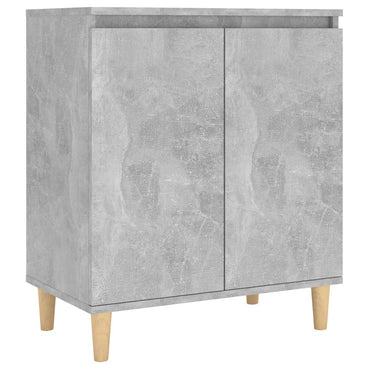 vidaXL Bahut avec Pieds en Bois Massif Gris Béton 60x35x70 cm