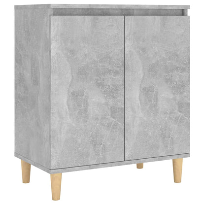 vidaXL Bahut avec Pieds en Bois Massif Gris Béton 60x35x70 cm