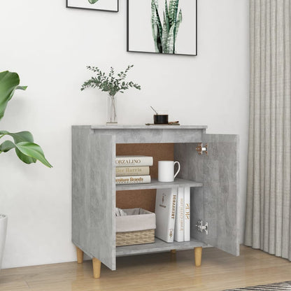 vidaXL Bahut avec Pieds en Bois Massif Gris Béton 60x35x70 cm