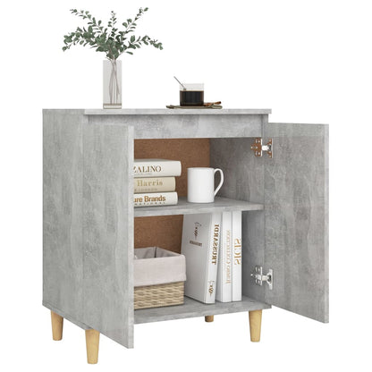 vidaXL Bahut avec Pieds en Bois Massif Gris Béton 60x35x70 cm