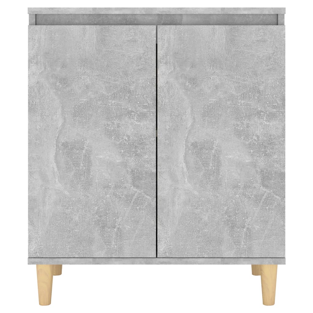 vidaXL Bahut avec Pieds en Bois Massif Gris Béton 60x35x70 cm
