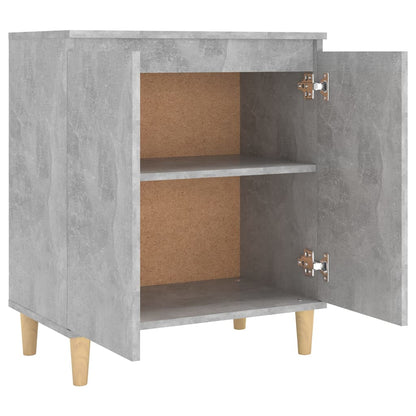 vidaXL Bahut avec Pieds en Bois Massif Gris Béton 60x35x70 cm
