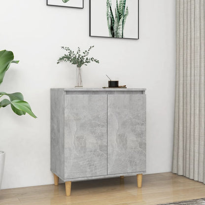 vidaXL Bahut avec Pieds en Bois Massif Gris Béton 60x35x70 cm