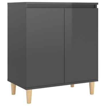 vidaXL Buffet avec pieds en bois massif gris brillant 60x35x70 cm