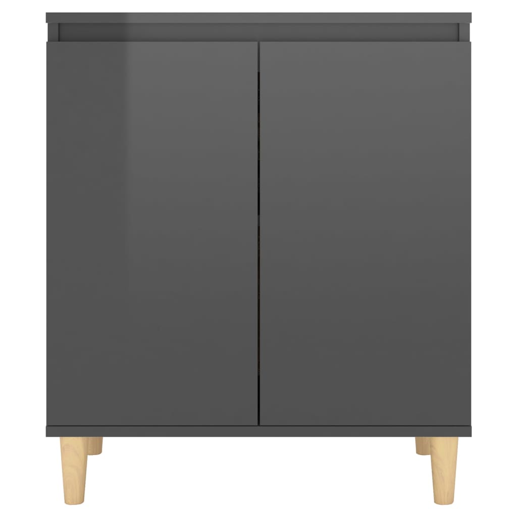 vidaXL Buffet avec pieds en bois massif gris brillant 60x35x70 cm