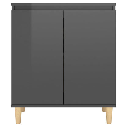 vidaXL Buffet avec pieds en bois massif gris brillant 60x35x70 cm