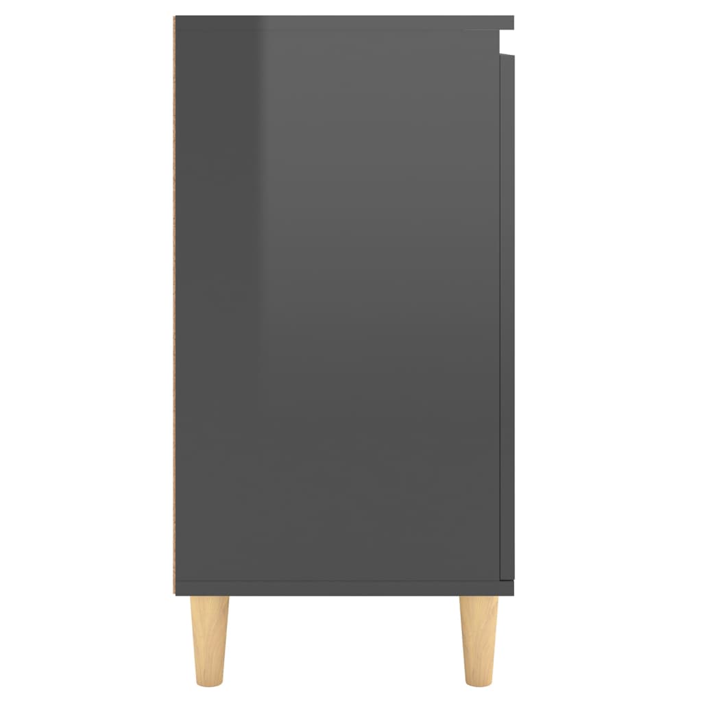 vidaXL Buffet avec pieds en bois massif gris brillant 60x35x70 cm