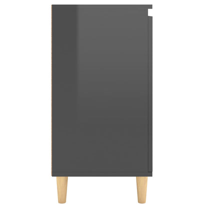 vidaXL Buffet avec pieds en bois massif gris brillant 60x35x70 cm