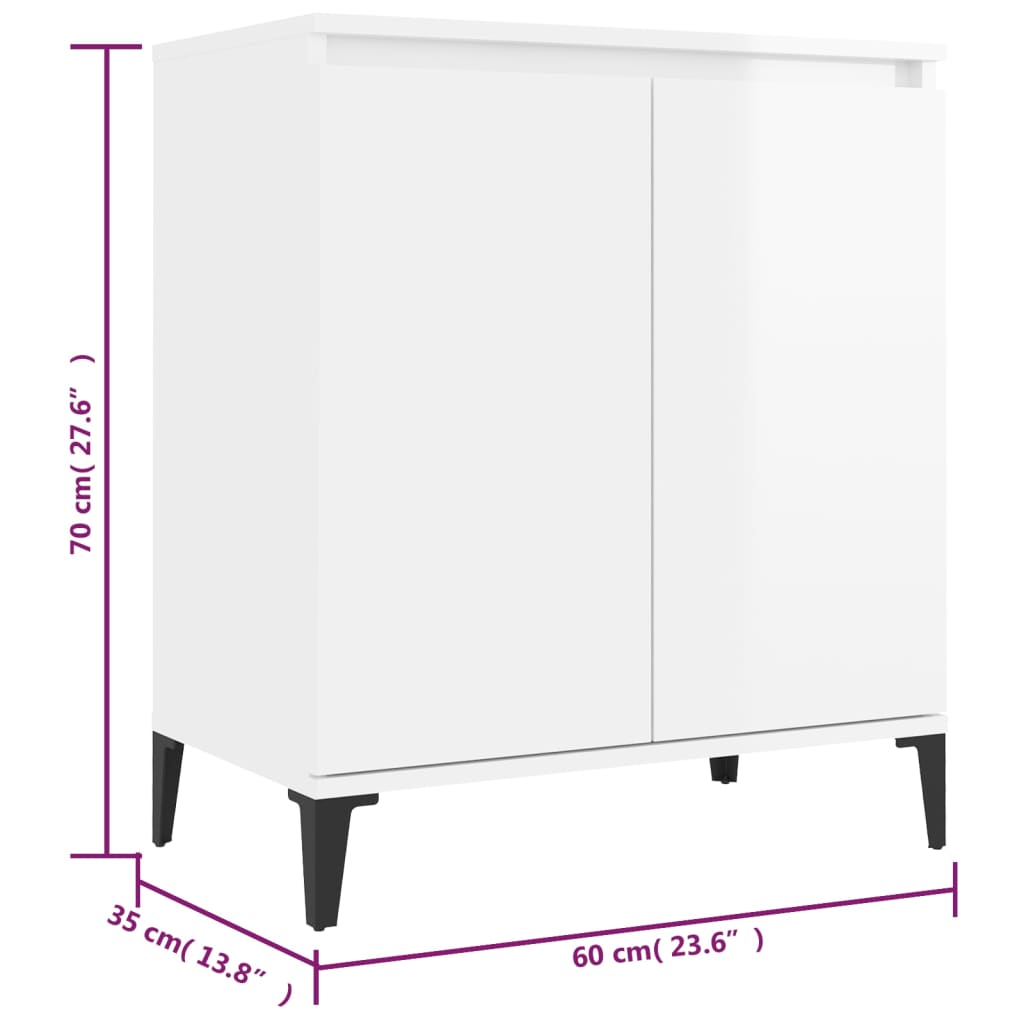 vidaXL Sideboard Hochglanz-Weiß 60x35x70 cm Holzwerkstoff