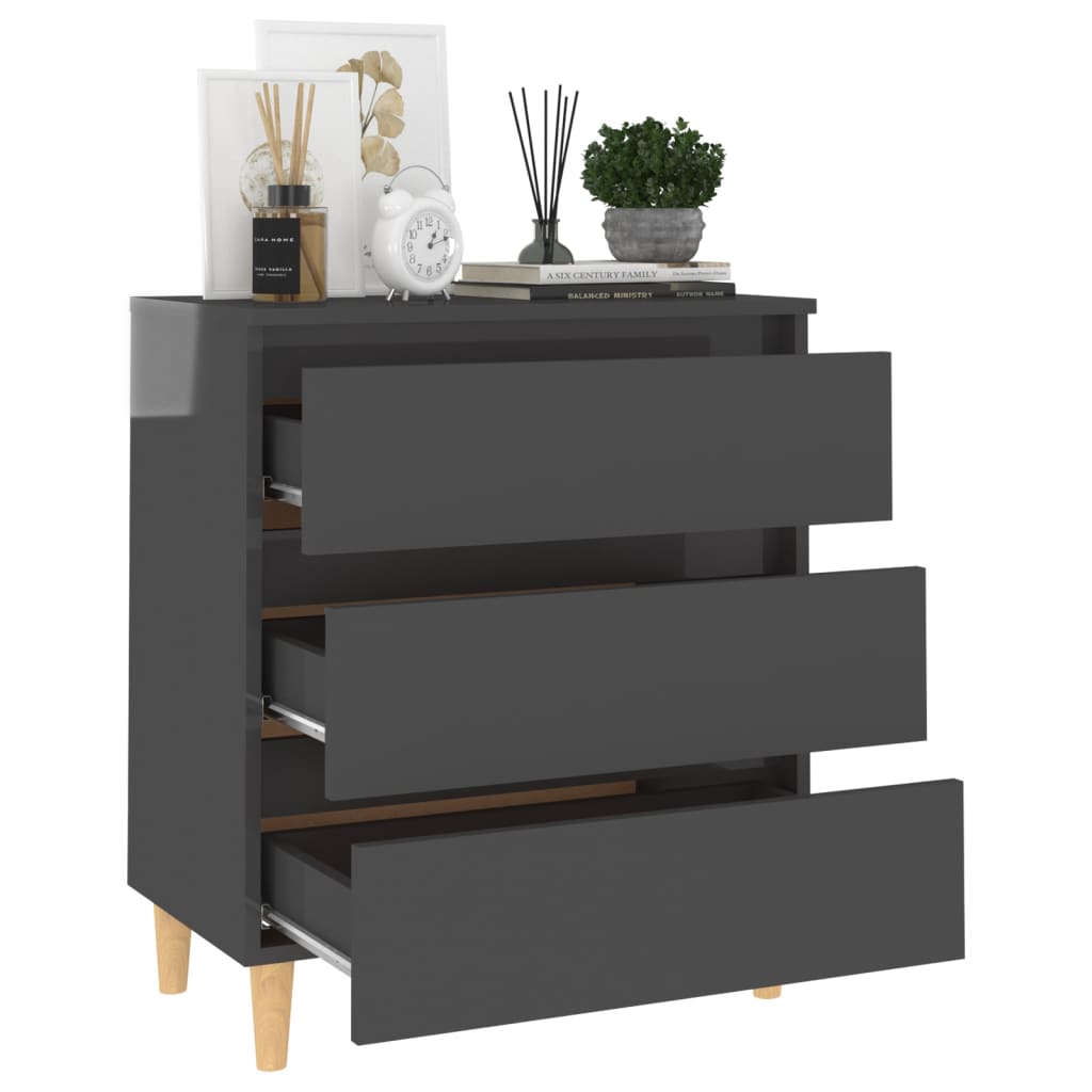 vidaXL Buffet haut brillant gris 60x35x69 cm Bois d'ingénierie