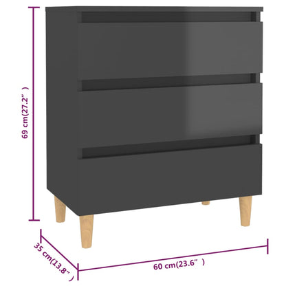 vidaXL Buffet haut brillant gris 60x35x69 cm Bois d'ingénierie