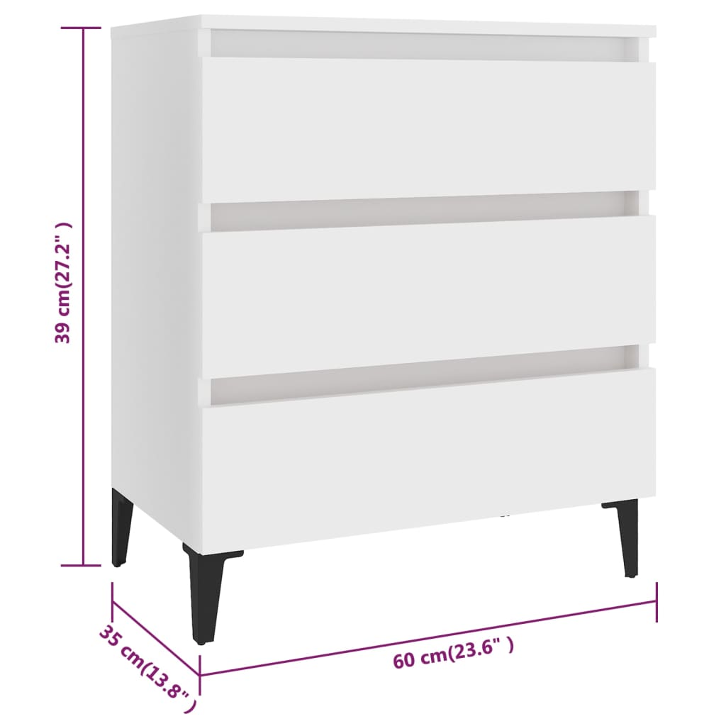 vidaXL Commode blanche 60x35x69 cm en bois d'ingénierie