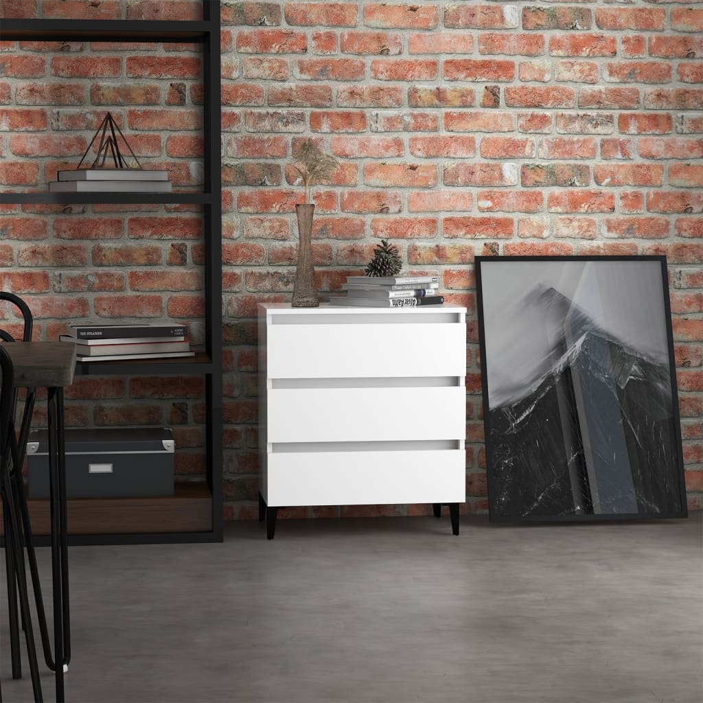vidaXL Commode blanche 60x35x69 cm en bois d'ingénierie