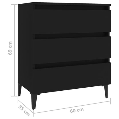 vidaXL Commode noir 60x35x69 cm Aggloméré