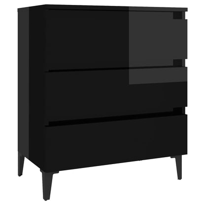 vidaXL Commode noir brillant 60x35x69 cm Aggloméré