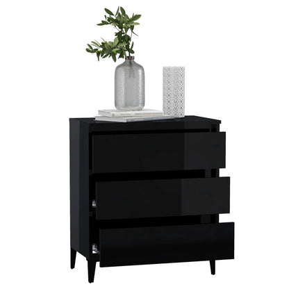 vidaXL Commode noir brillant 60x35x69 cm Aggloméré