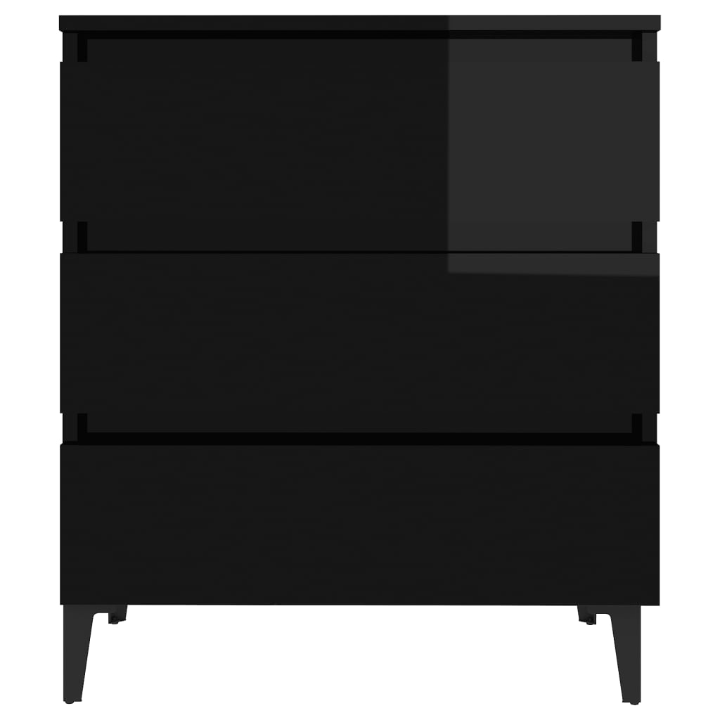 vidaXL Commode noir brillant 60x35x69 cm Aggloméré