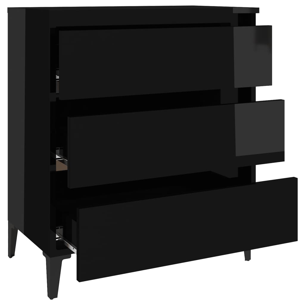 vidaXL Commode noir brillant 60x35x69 cm Aggloméré