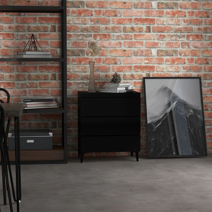 vidaXL Commode noir brillant 60x35x69 cm Aggloméré