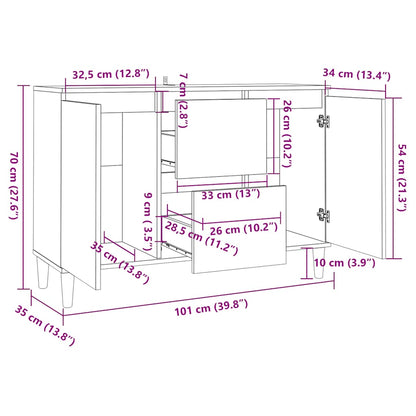 vidaXL Sideboard Betongrau 103,5x35x70 cm Holzwerkstoff