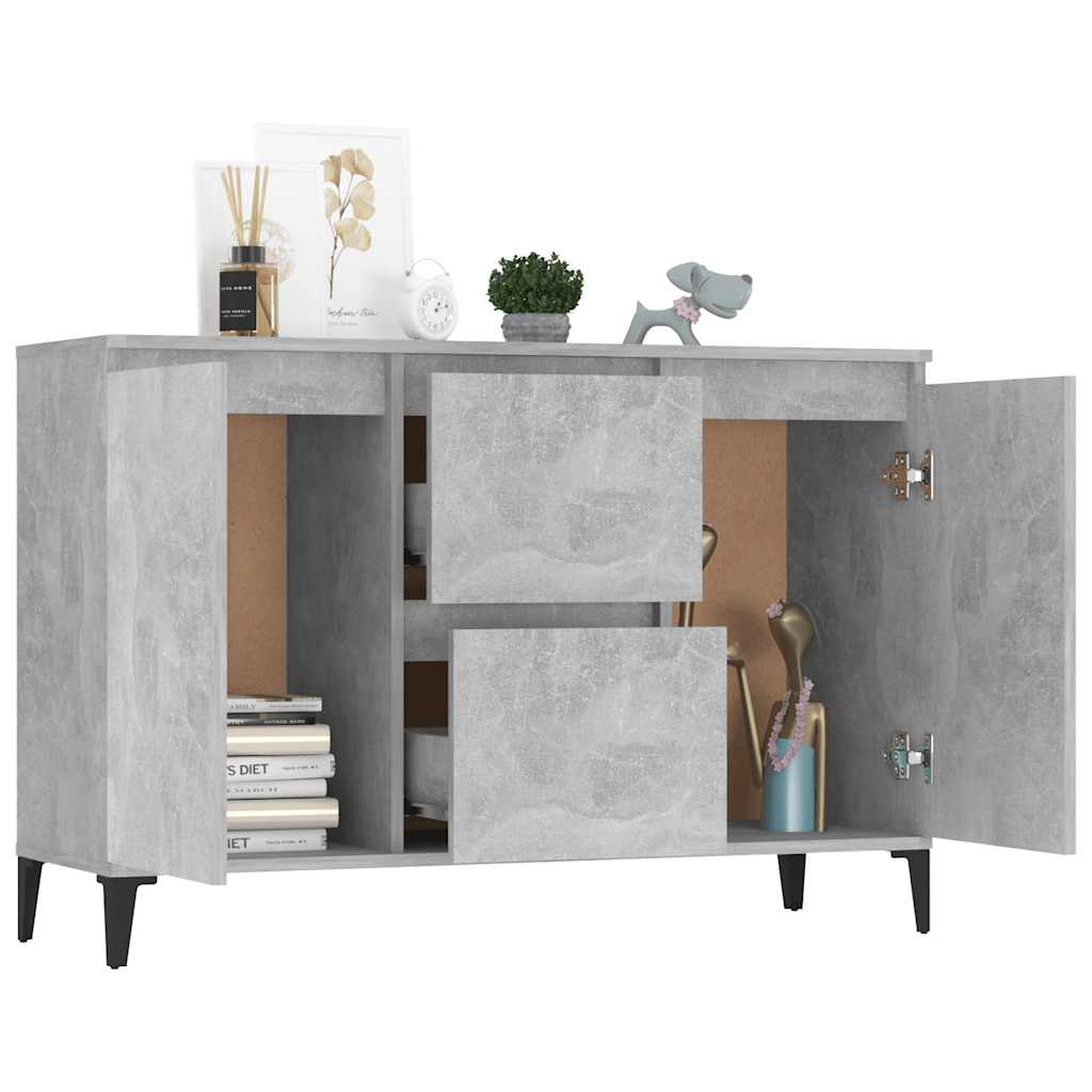 vidaXL Commode gris béton 102x35x70 cm aggloméré