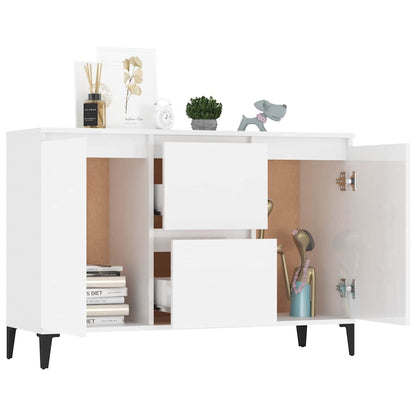 vidaXL Buffet haut brillant blanc 102x35x70 cm bois d'ingénierie