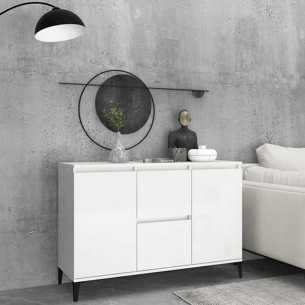 vidaXL Buffet haut brillant blanc 102x35x70 cm bois d'ingénierie
