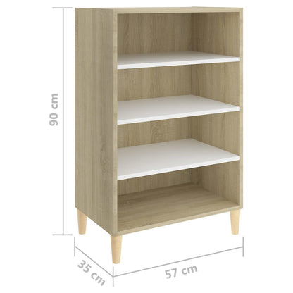 vidaXL Sideboard Weiß Sonoma-Eiche 57x35x90 cm Holzwerkstoff