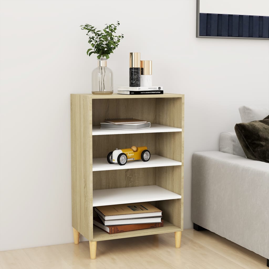 vidaXL Sideboard Weiß Sonoma-Eiche 57x35x90 cm Holzwerkstoff