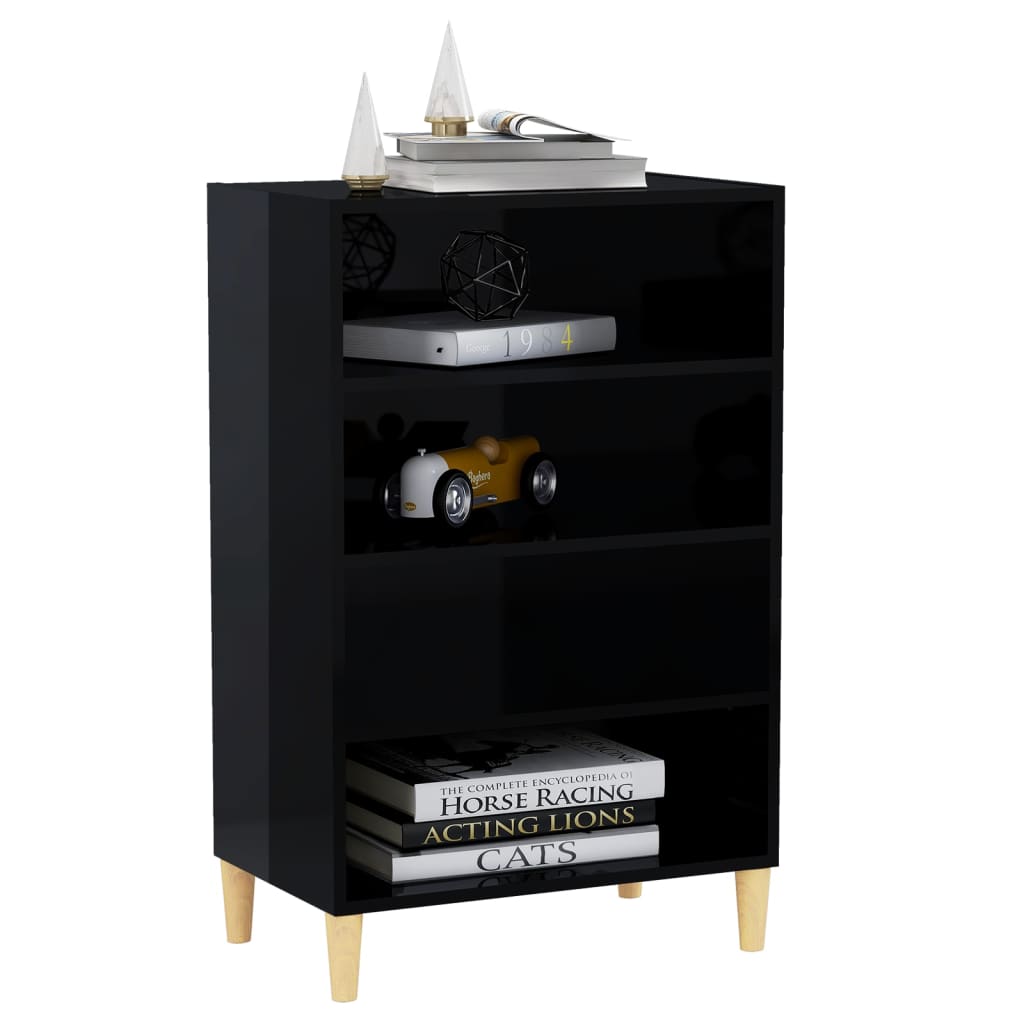 vidaXL Buffet haut brillant noir 57x35x90 cm Bois d'ingénierie
