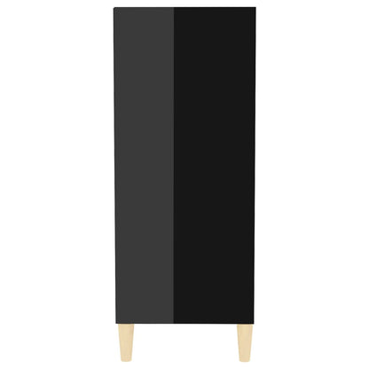 vidaXL Buffet haut brillant noir 57x35x90 cm Bois d'ingénierie