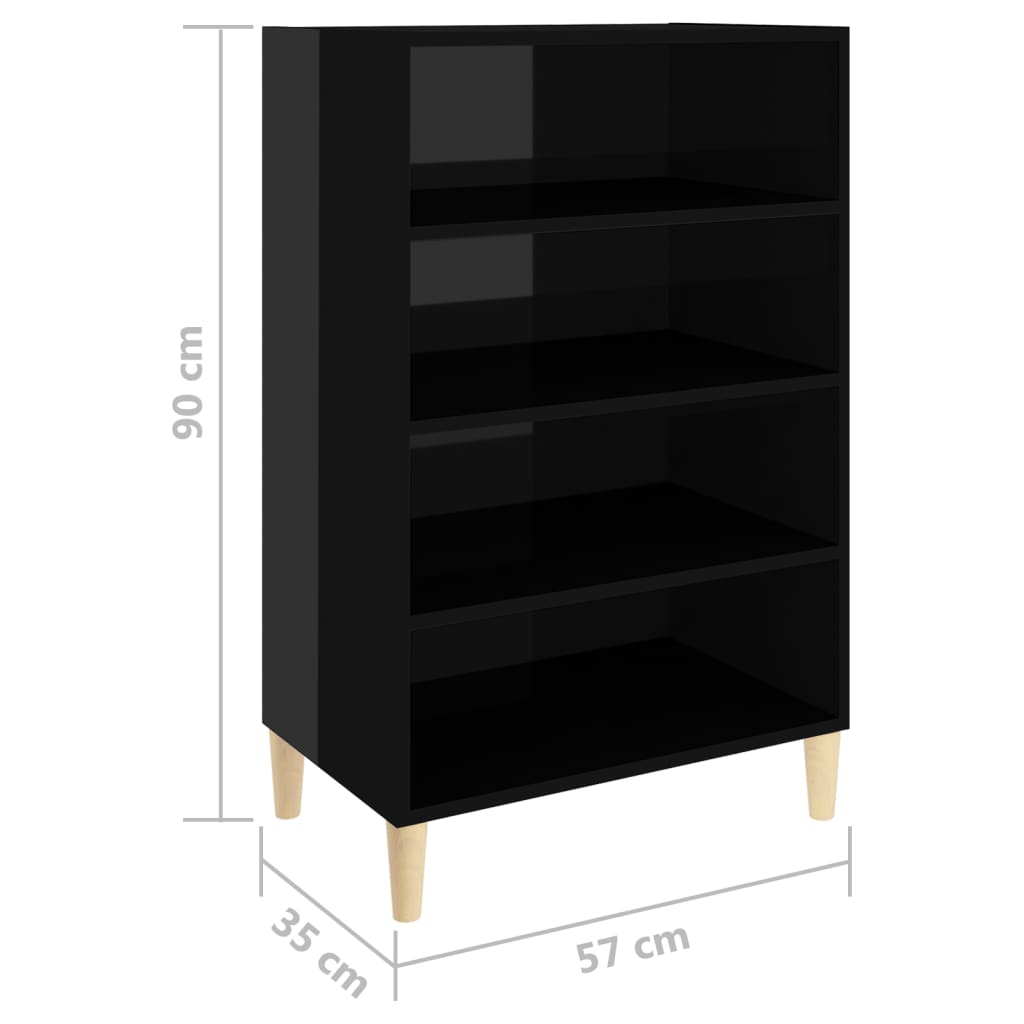 vidaXL Buffet haut brillant noir 57x35x90 cm Bois d'ingénierie