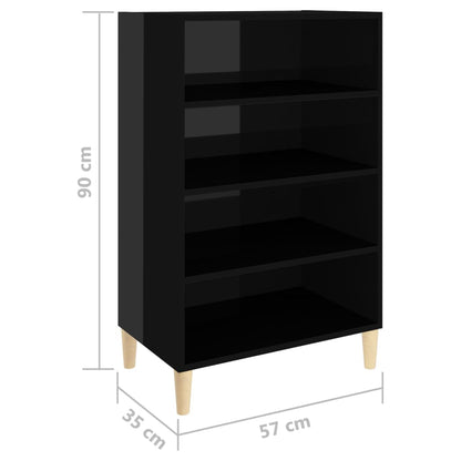 vidaXL Buffet haut brillant noir 57x35x90 cm Bois d'ingénierie