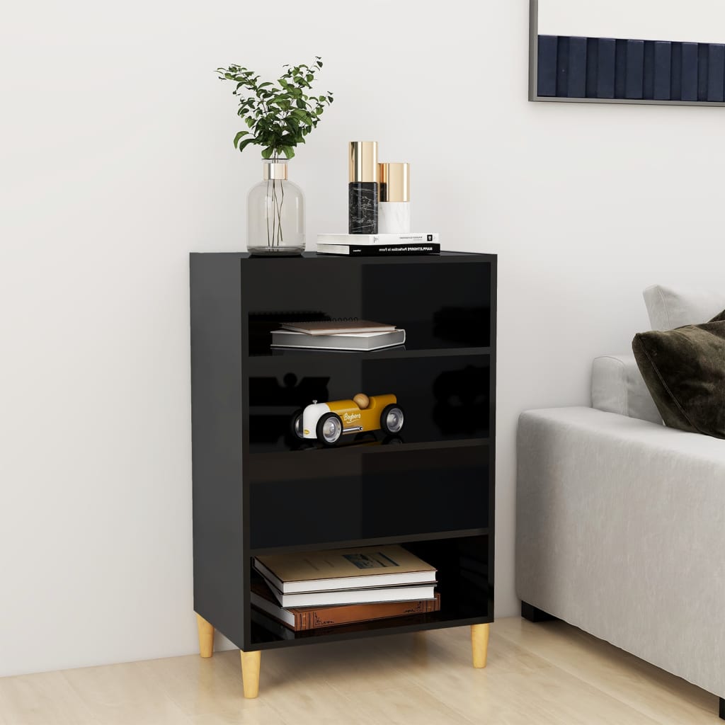 vidaXL Buffet haut brillant noir 57x35x90 cm Bois d'ingénierie