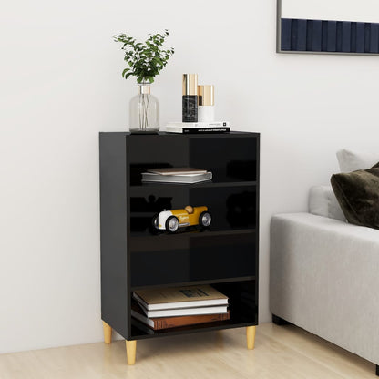 vidaXL Buffet haut brillant noir 57x35x90 cm Bois d'ingénierie